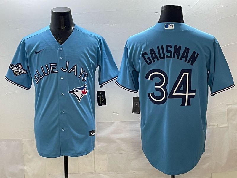 Men 2025 Nike Toronto Blue Jays #34 Gausman Light Blue Game MLB Jersey 013->toronto blue jays->MLB Jersey